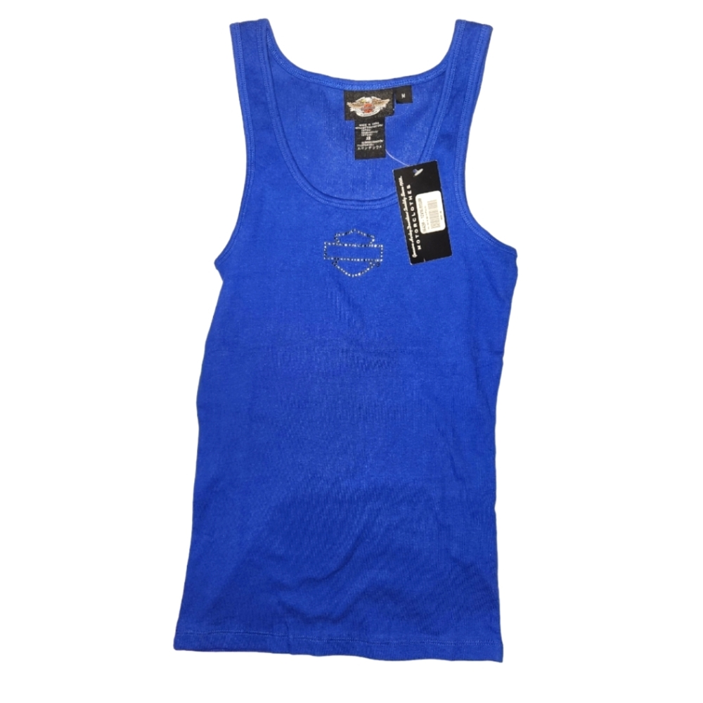 New Harley-davidson women's blue tank with rhinestones. Medium